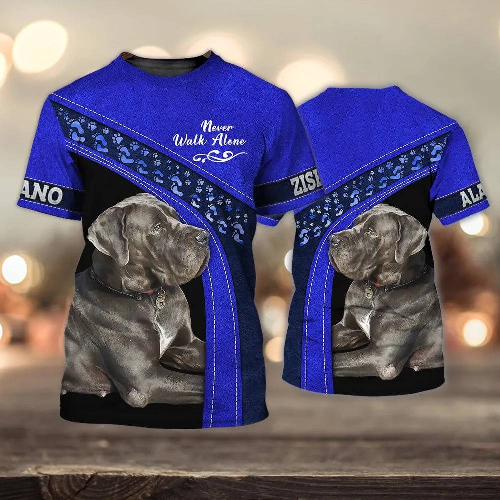 3D Dog T Shirts, Alano Zisel Never Walk Alone All Over Print T-Shirt, Gift For Pet Loves