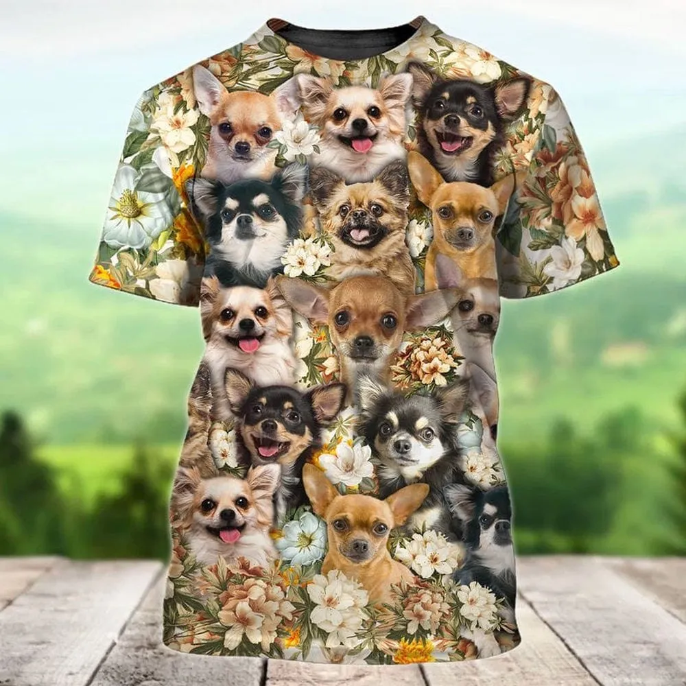 3D Dog T Shirts, Multiple Chihuahua All Over Print T-Shirt, Gift For Pet Loves