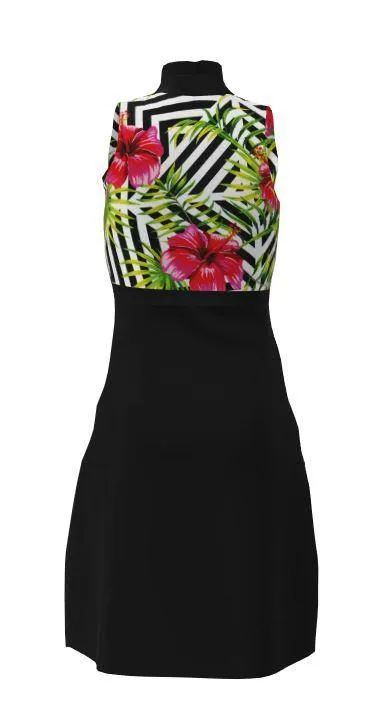 AB SPORT Women's Hibiscus Geo Print Sleeveless Golf Dress