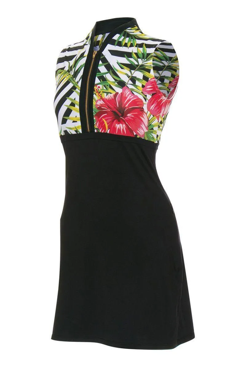 AB SPORT Women's Hibiscus Geo Print Sleeveless Golf Dress