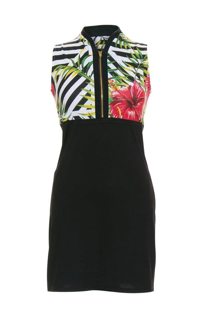 AB SPORT Women's Hibiscus Geo Print Sleeveless Women's Golf Dress