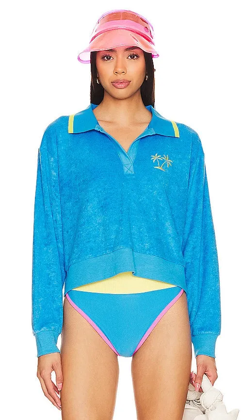 BEACH RIOT Martina Polo Top in Blue