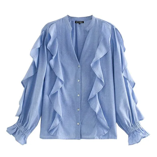 BLOUSE WITH RUFFLE TRIMS