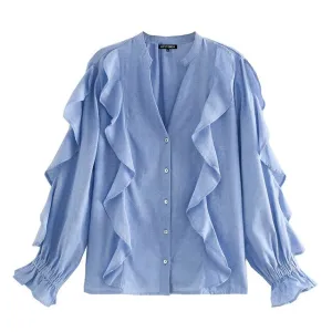 BLOUSE WITH RUFFLE TRIMS