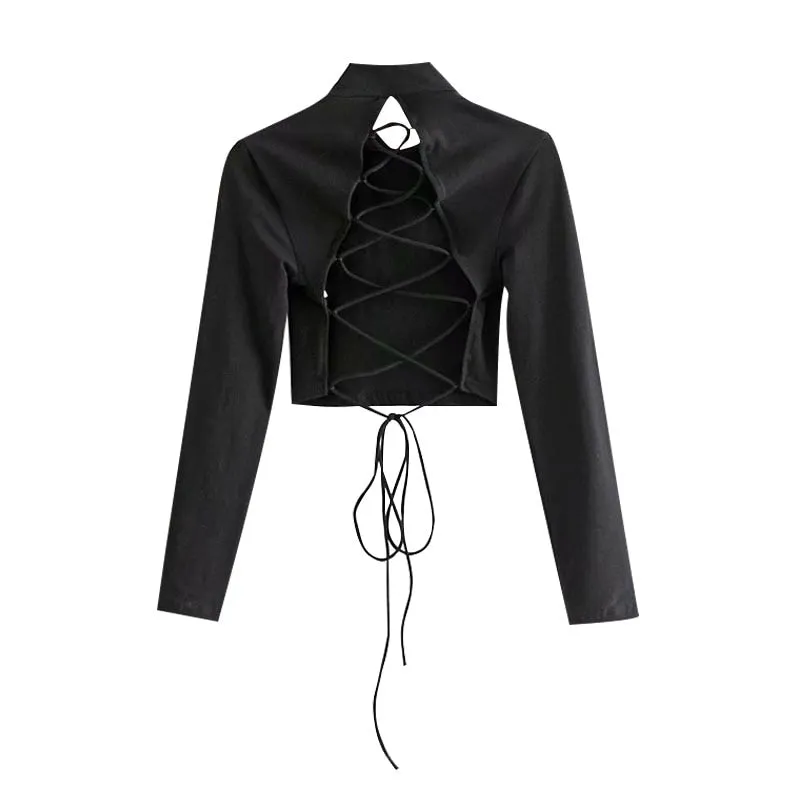 DRAWSTRING CROPPED BLOUSE