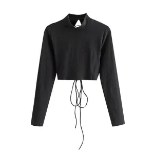 DRAWSTRING CROPPED BLOUSE