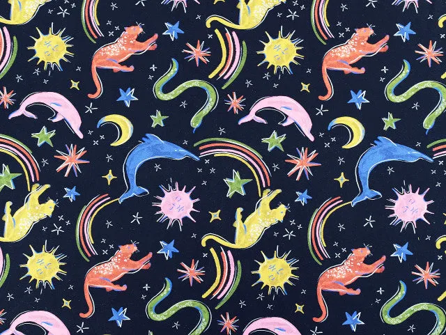Fabric Godmother Luna Black Denim Fabric