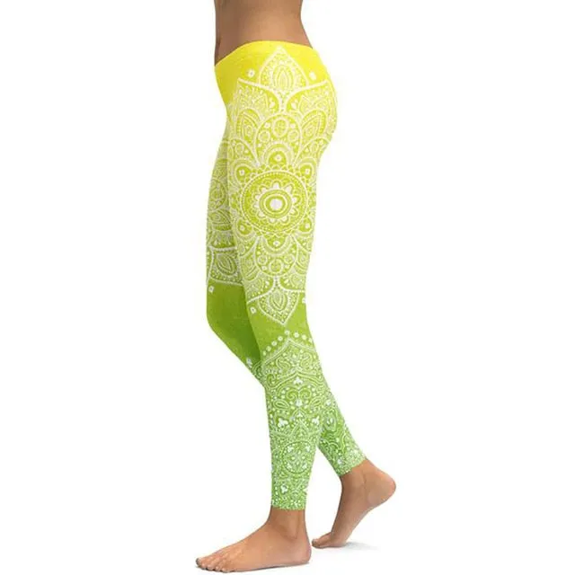 LI-FI Mandala Fitness Yoga Pants Women Sports Leggings Workout Hot Running Leggings Sexy Push Up Gym Wear Elastic Slim Pants