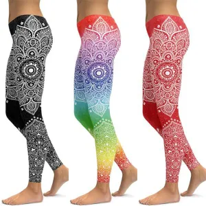 LI-FI Mandala Fitness Yoga Pants Women Sports Leggings Workout Hot Running Leggings Sexy Push Up Gym Wear Elastic Slim Pants