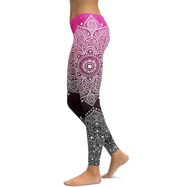 LI-FI Mandala Fitness Yoga Pants Women Sports Leggings Workout Hot Running Leggings Sexy Push Up Gym Wear Elastic Slim Pants