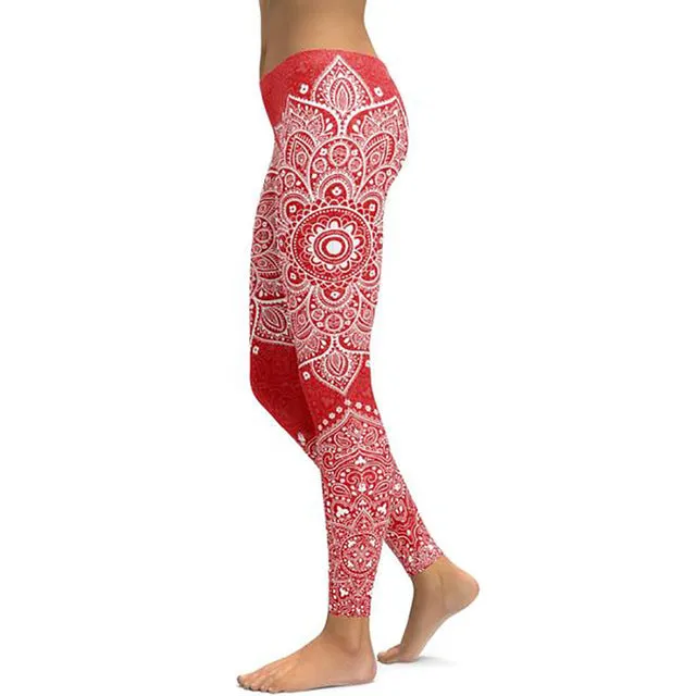 LI-FI Mandala Fitness Yoga Pants Women Sports Leggings Workout Hot Running Leggings Sexy Push Up Gym Wear Elastic Slim Pants