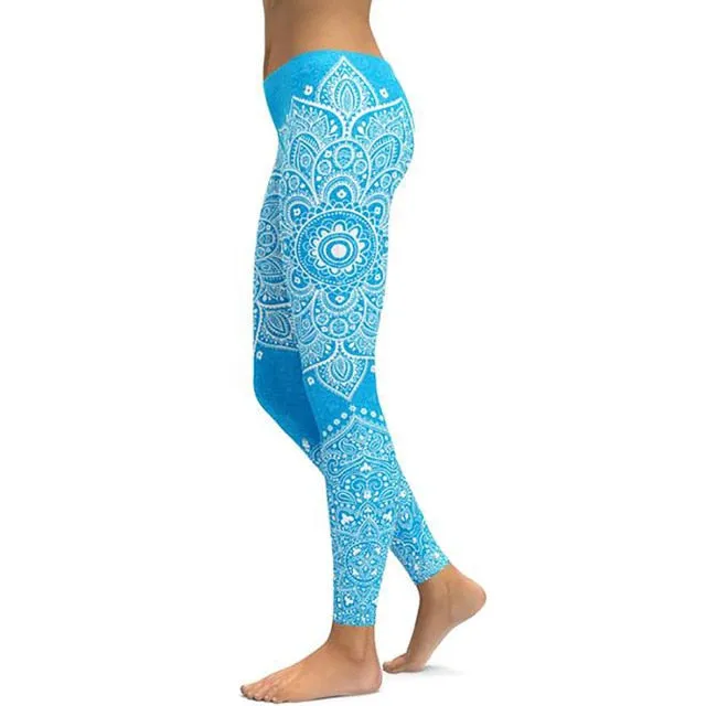 LI-FI Mandala Fitness Yoga Pants Women Sports Leggings Workout Hot Running Leggings Sexy Push Up Gym Wear Elastic Slim Pants