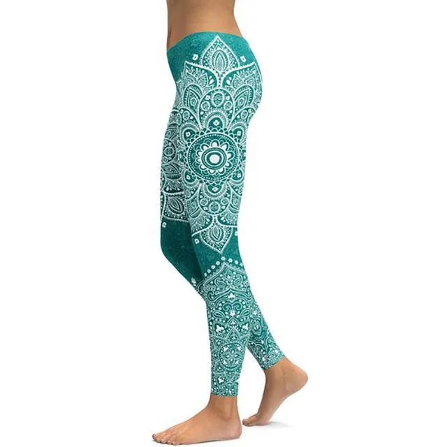 LI-FI Mandala Fitness Yoga Pants Women Sports Leggings Workout Hot Running Leggings Sexy Push Up Gym Wear Elastic Slim Pants