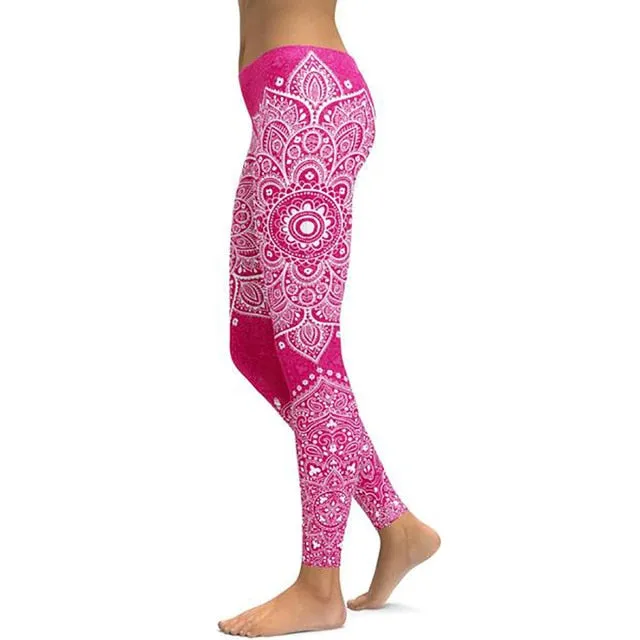 LI-FI Mandala Fitness Yoga Pants Women Sports Leggings Workout Hot Running Leggings Sexy Push Up Gym Wear Elastic Slim Pants