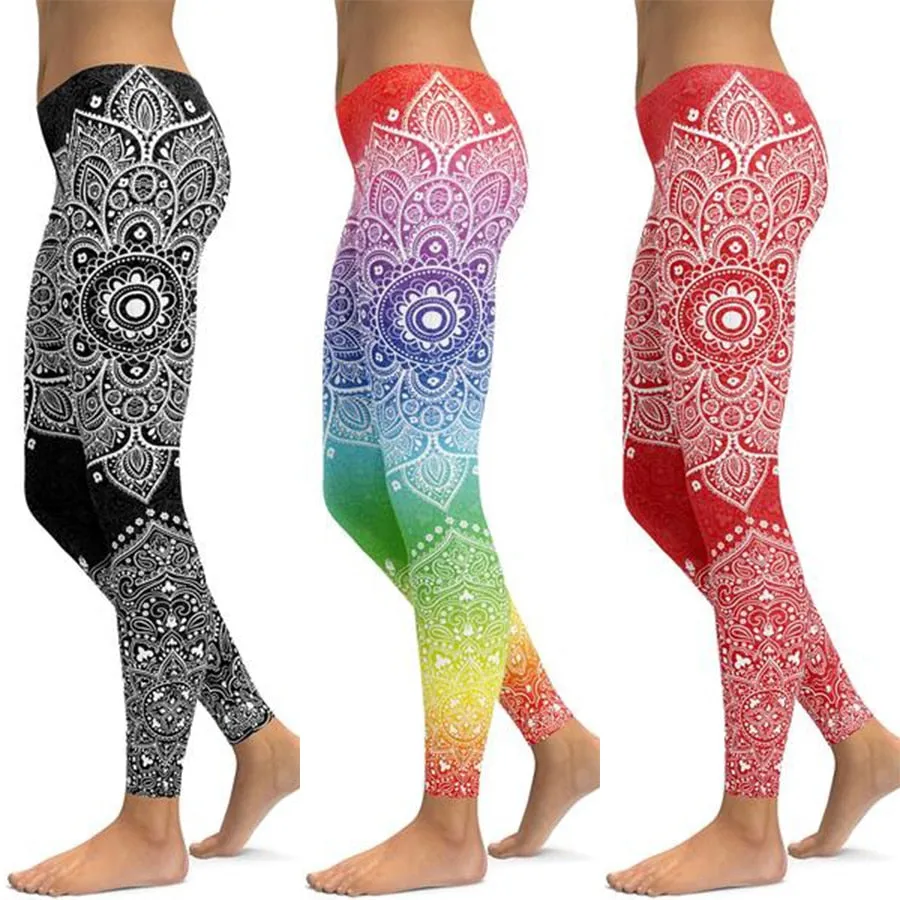 LI-FI Mandala Fitness Yoga Pants Women Sports Leggings Workout Hot Running Leggings Sexy Push Up Gym Wear Elastic Slim Pants