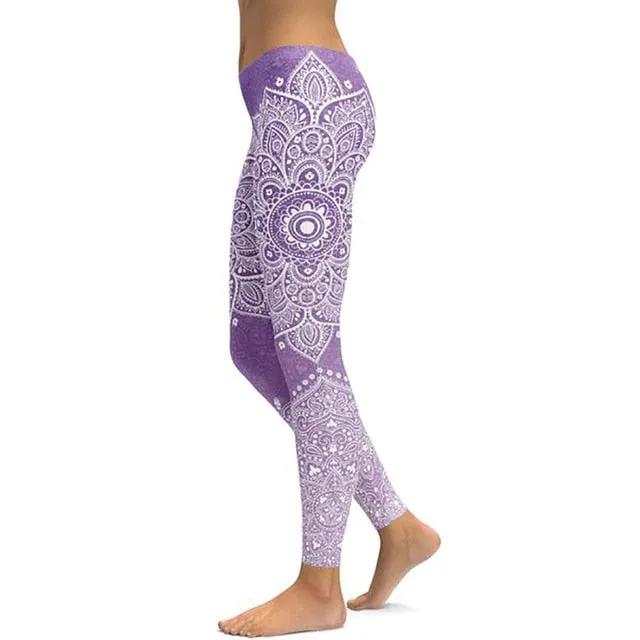 LI-FI Mandala Fitness Yoga Pants Women Sports Leggings Workout Hot Running Leggings Sexy Push Up Gym Wear Elastic Slim Pants