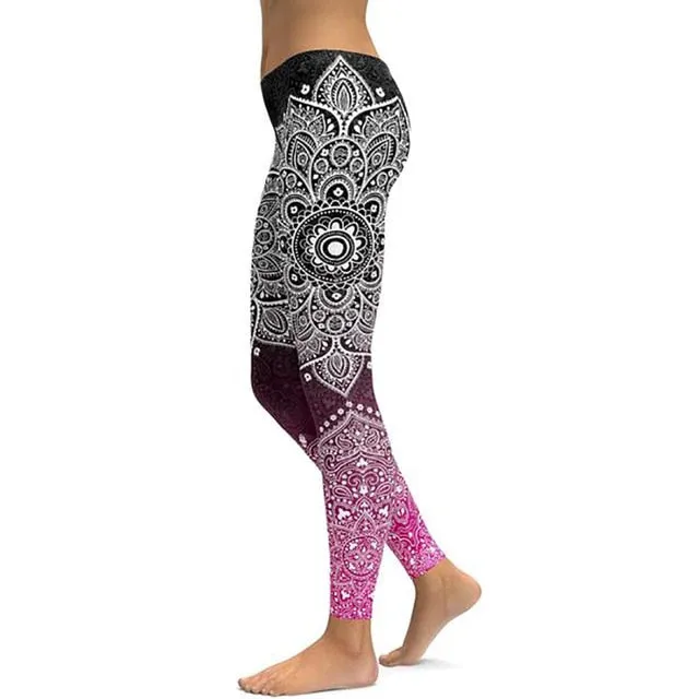 LI-FI Mandala Fitness Yoga Pants Women Sports Leggings Workout Hot Running Leggings Sexy Push Up Gym Wear Elastic Slim Pants