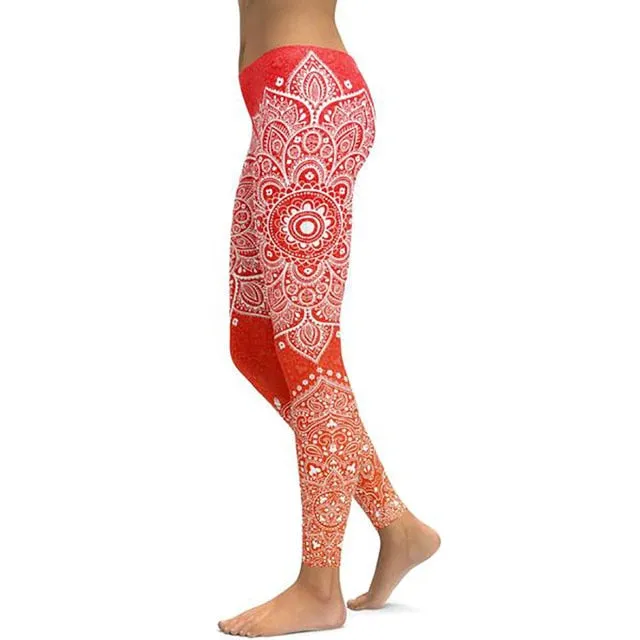 LI-FI Mandala Fitness Yoga Pants Women Sports Leggings Workout Hot Running Leggings Sexy Push Up Gym Wear Elastic Slim Pants