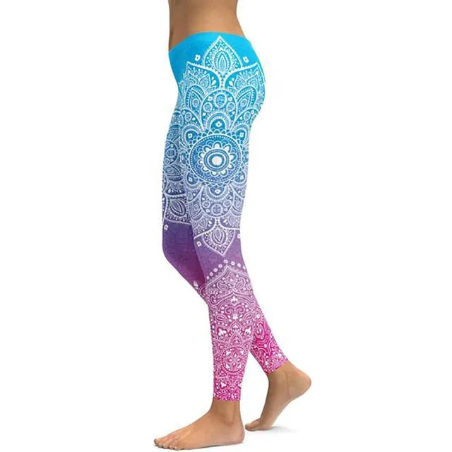 LI-FI Mandala Fitness Yoga Pants Women Sports Leggings Workout Hot Running Leggings Sexy Push Up Gym Wear Elastic Slim Pants