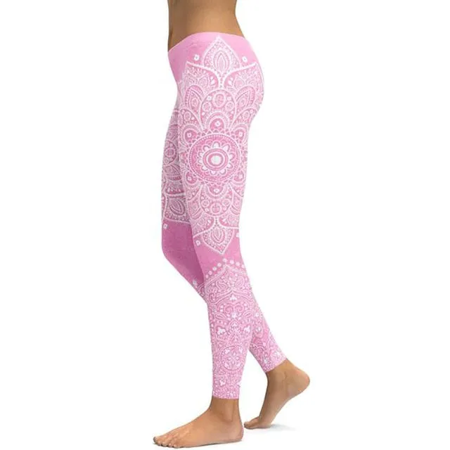 LI-FI Mandala Fitness Yoga Pants Women Sports Leggings Workout Hot Running Leggings Sexy Push Up Gym Wear Elastic Slim Pants