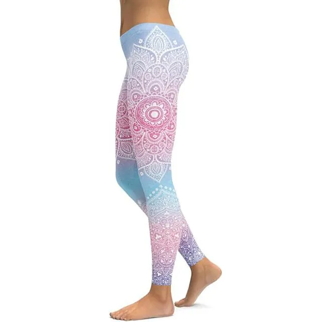 LI-FI Mandala Fitness Yoga Pants Women Sports Leggings Workout Hot Running Leggings Sexy Push Up Gym Wear Elastic Slim Pants