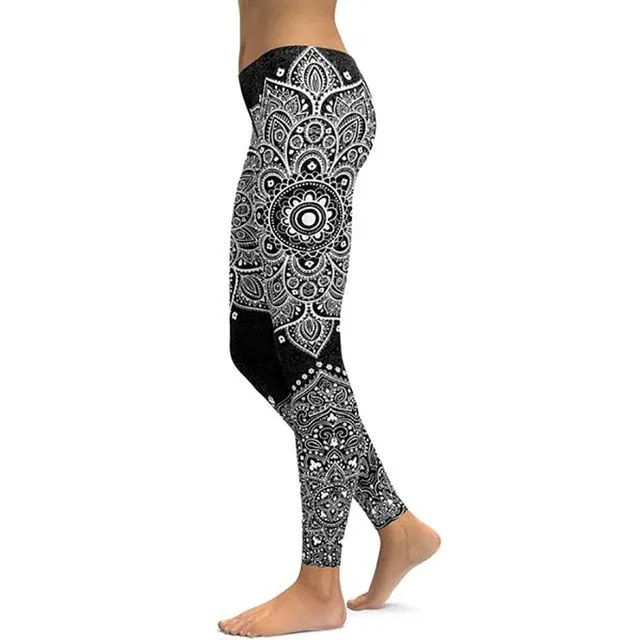 LI-FI Mandala Fitness Yoga Pants Women Sports Leggings Workout Hot Running Leggings Sexy Push Up Gym Wear Elastic Slim Pants