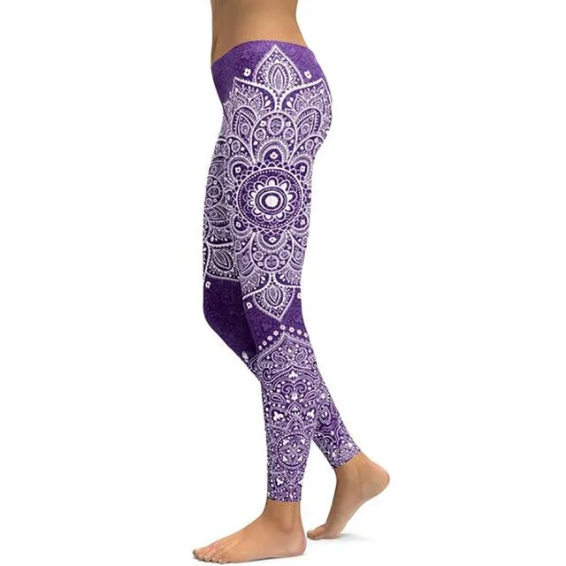 LI-FI Mandala Fitness Yoga Pants Women Sports Leggings Workout Hot Running Leggings Sexy Push Up Gym Wear Elastic Slim Pants