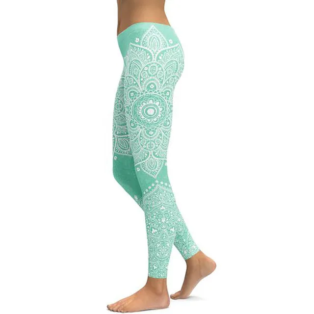 LI-FI Mandala Fitness Yoga Pants Women Sports Leggings Workout Hot Running Leggings Sexy Push Up Gym Wear Elastic Slim Pants