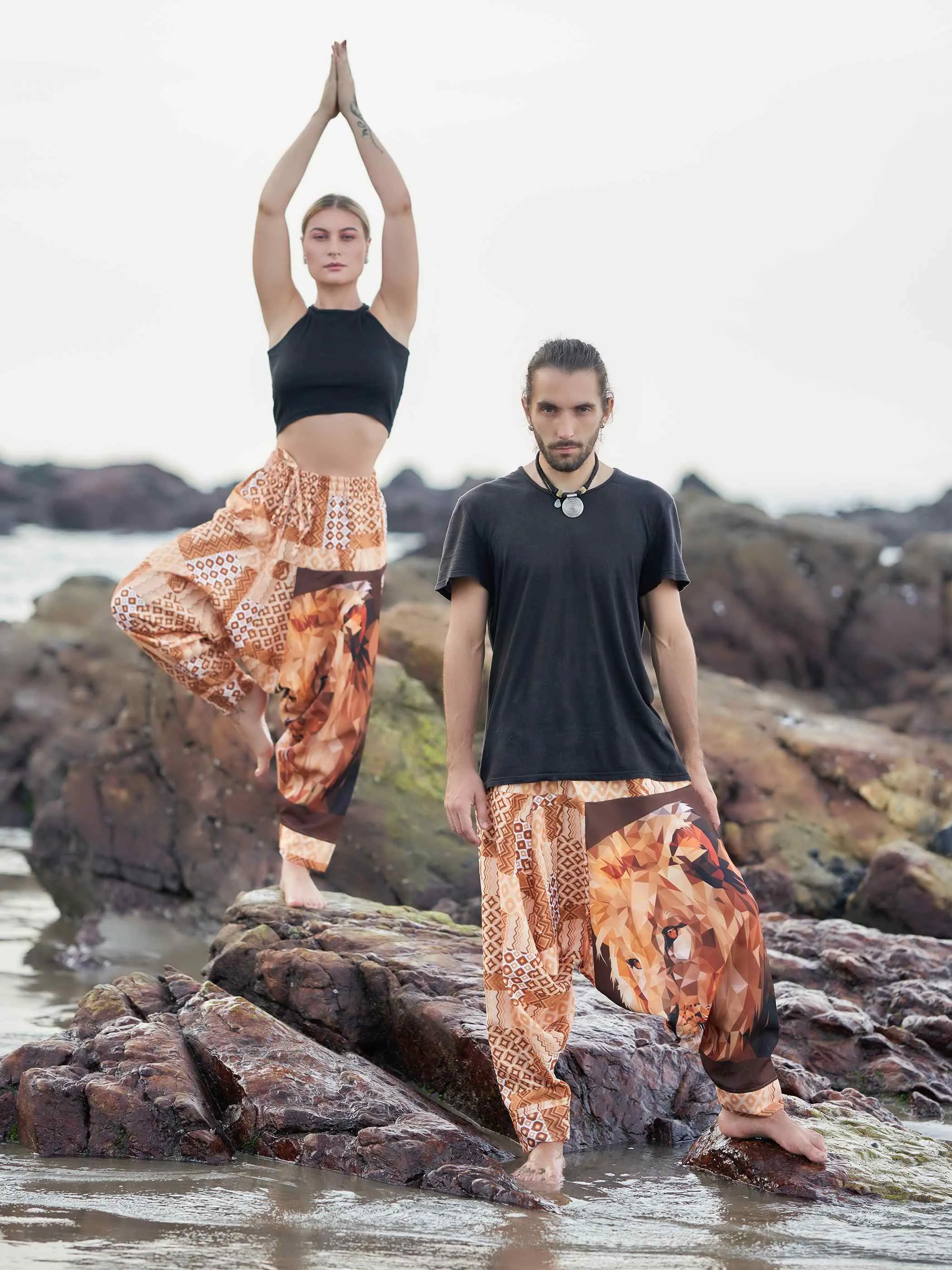 Men's Boho Lion Genie Bohemian Hippy Harem Pants For Dance
