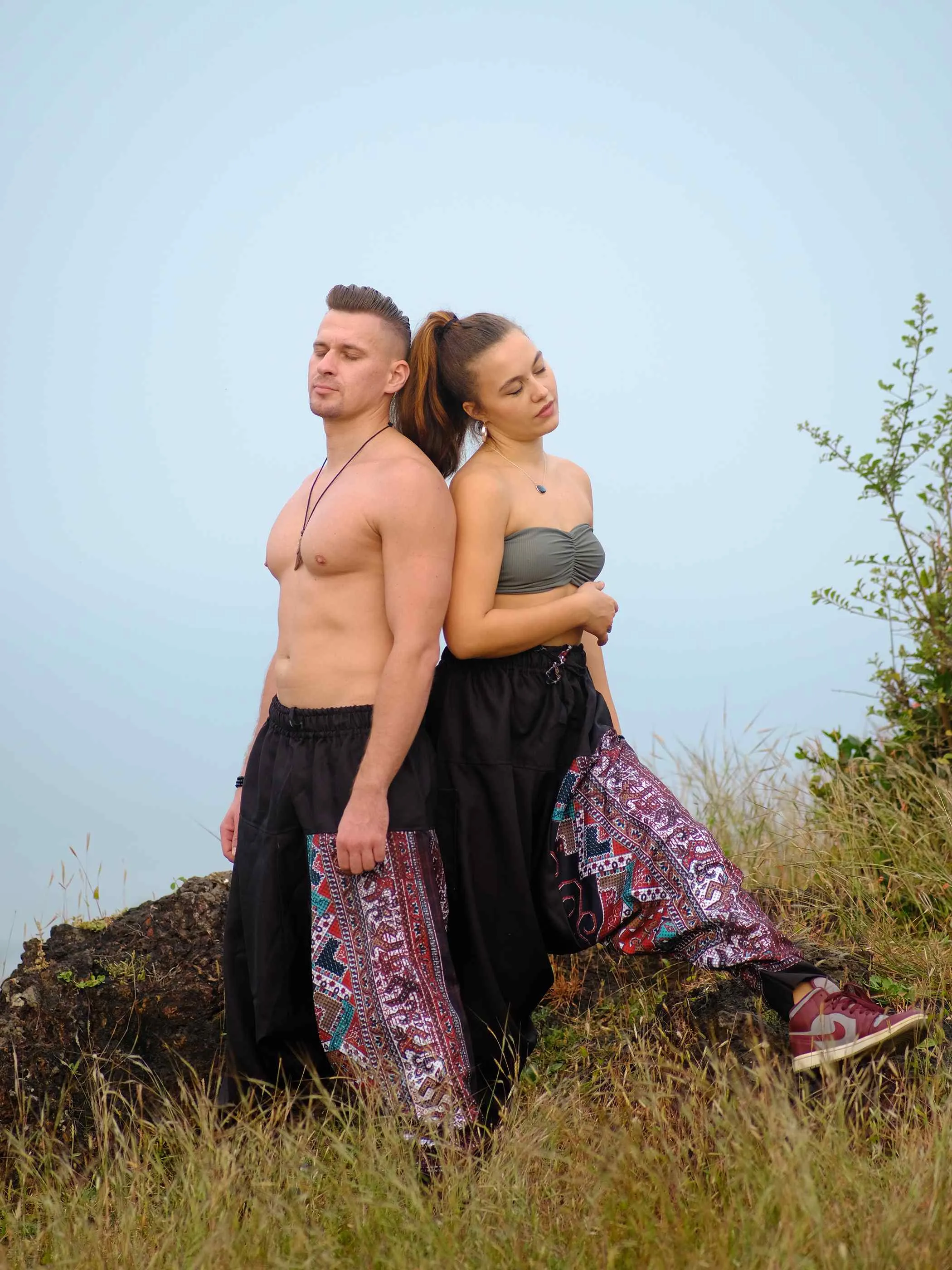 Men's Boho Rage Flare Hippy Balloon Harem Pants for Travel Dance Yoga