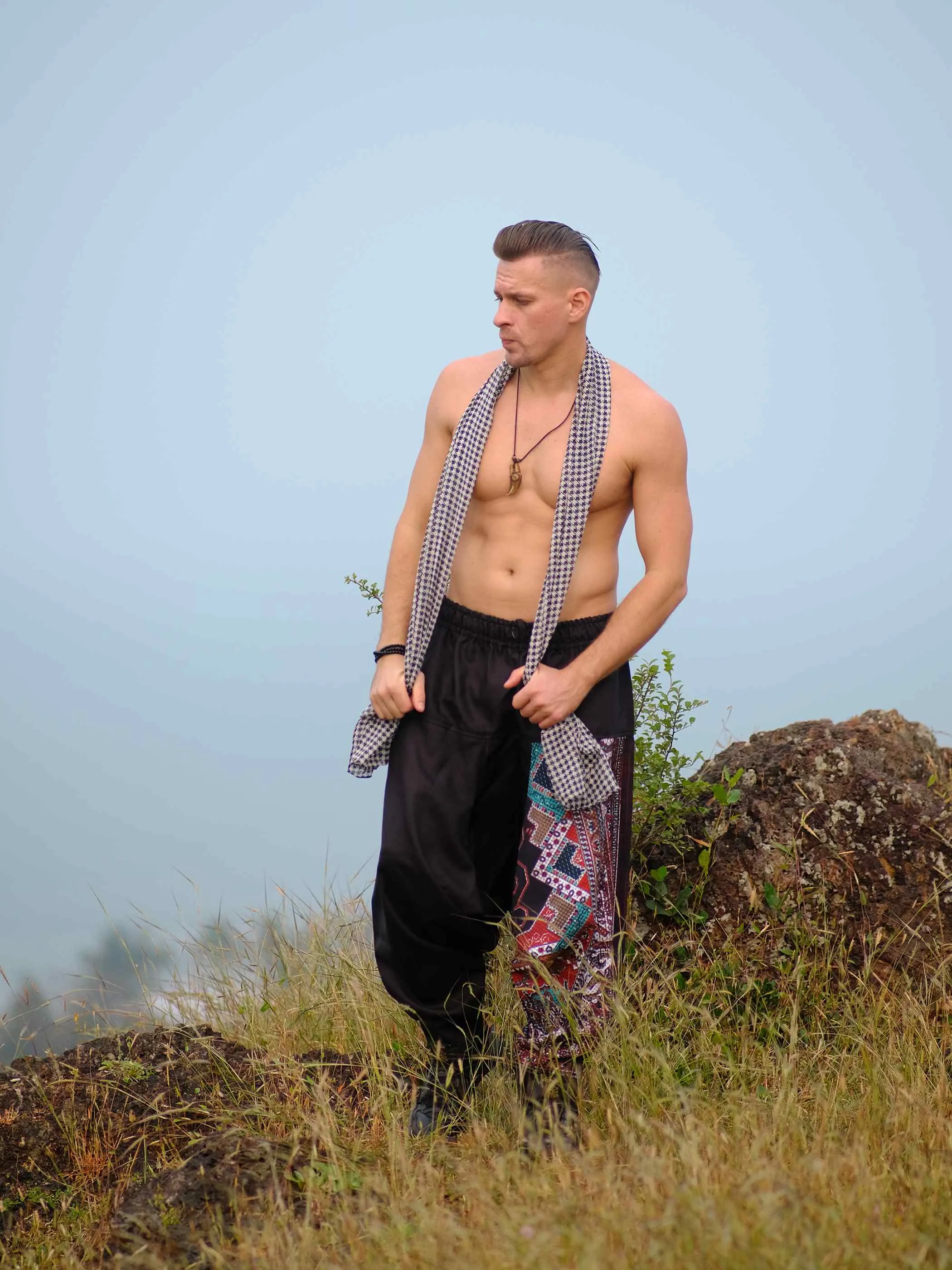 Men's Boho Rage Flare Hippy Balloon Harem Pants for Travel Dance Yoga