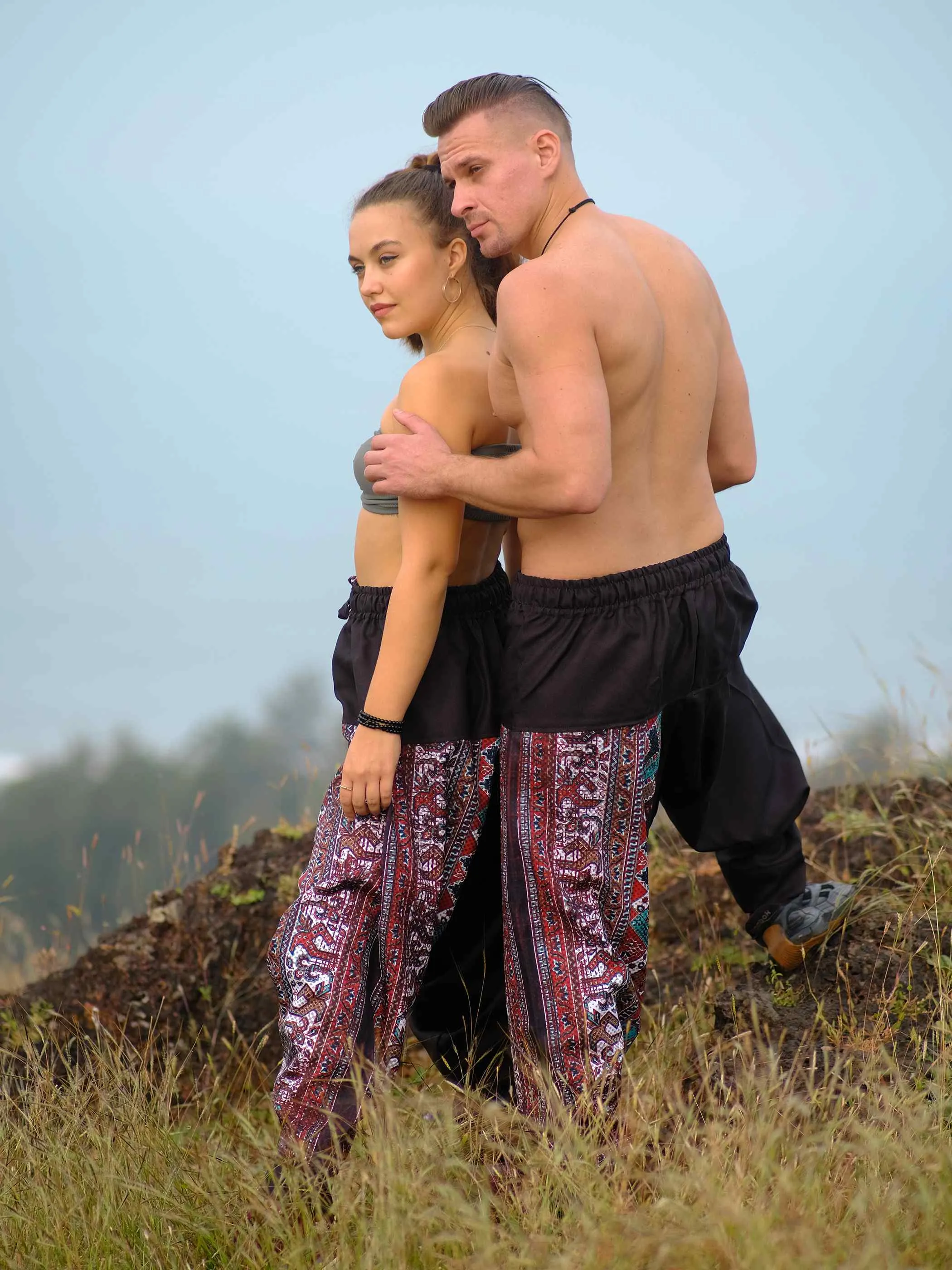 Men's Boho Rage Flare Hippy Balloon Harem Pants for Travel Dance Yoga