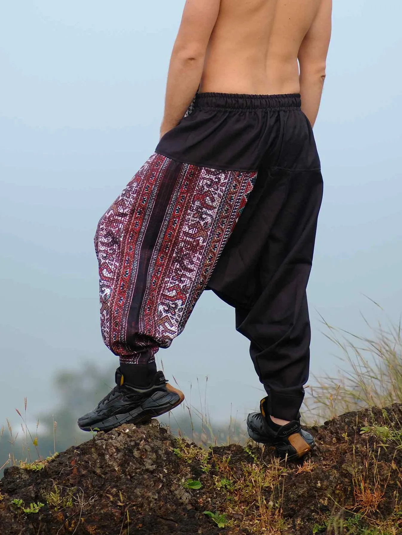 Men's Boho Rage Flare Hippy Balloon Harem Pants for Travel Dance Yoga