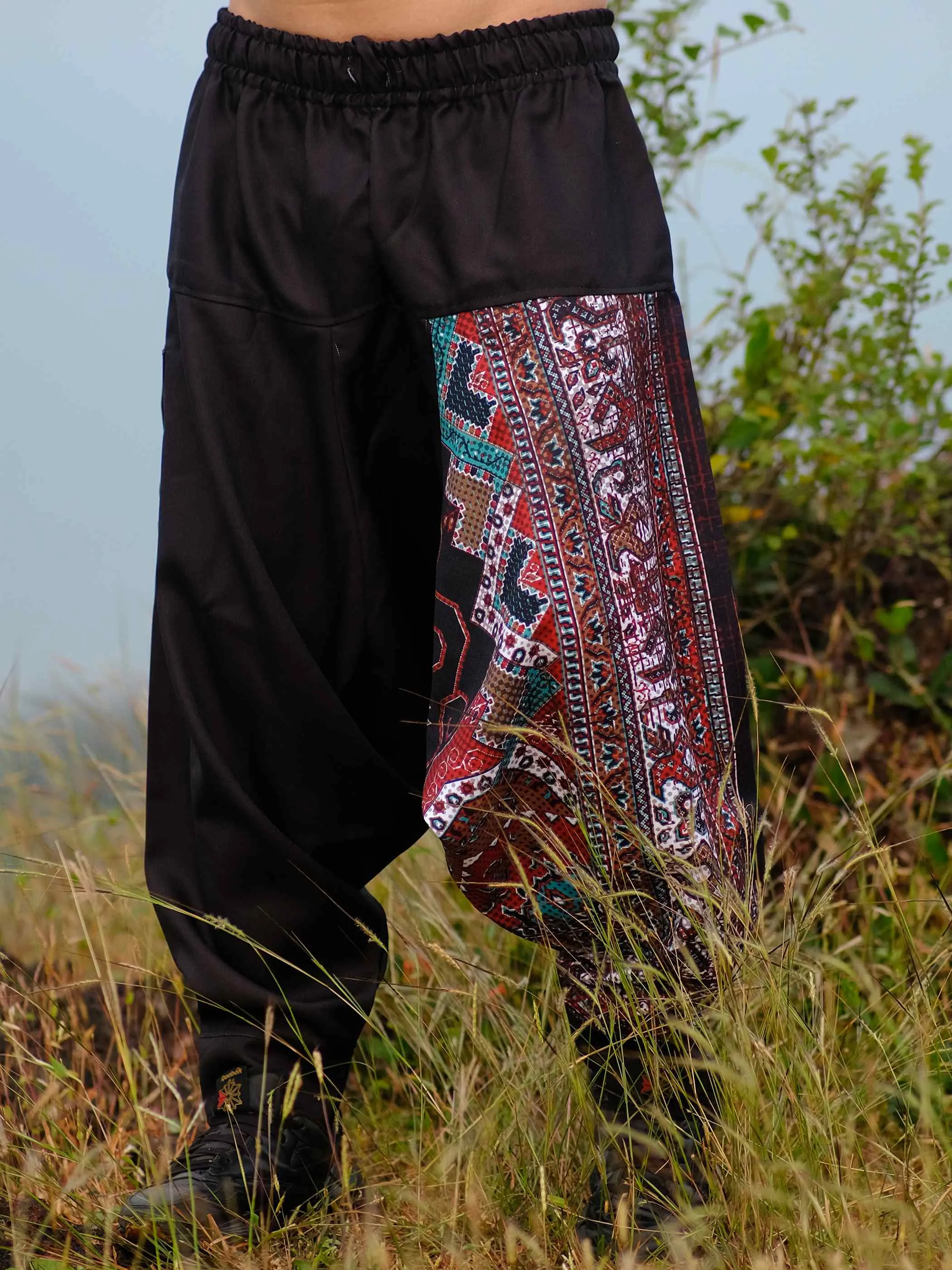 Men's Boho Rage Flare Hippy Balloon Harem Pants for Travel Dance Yoga