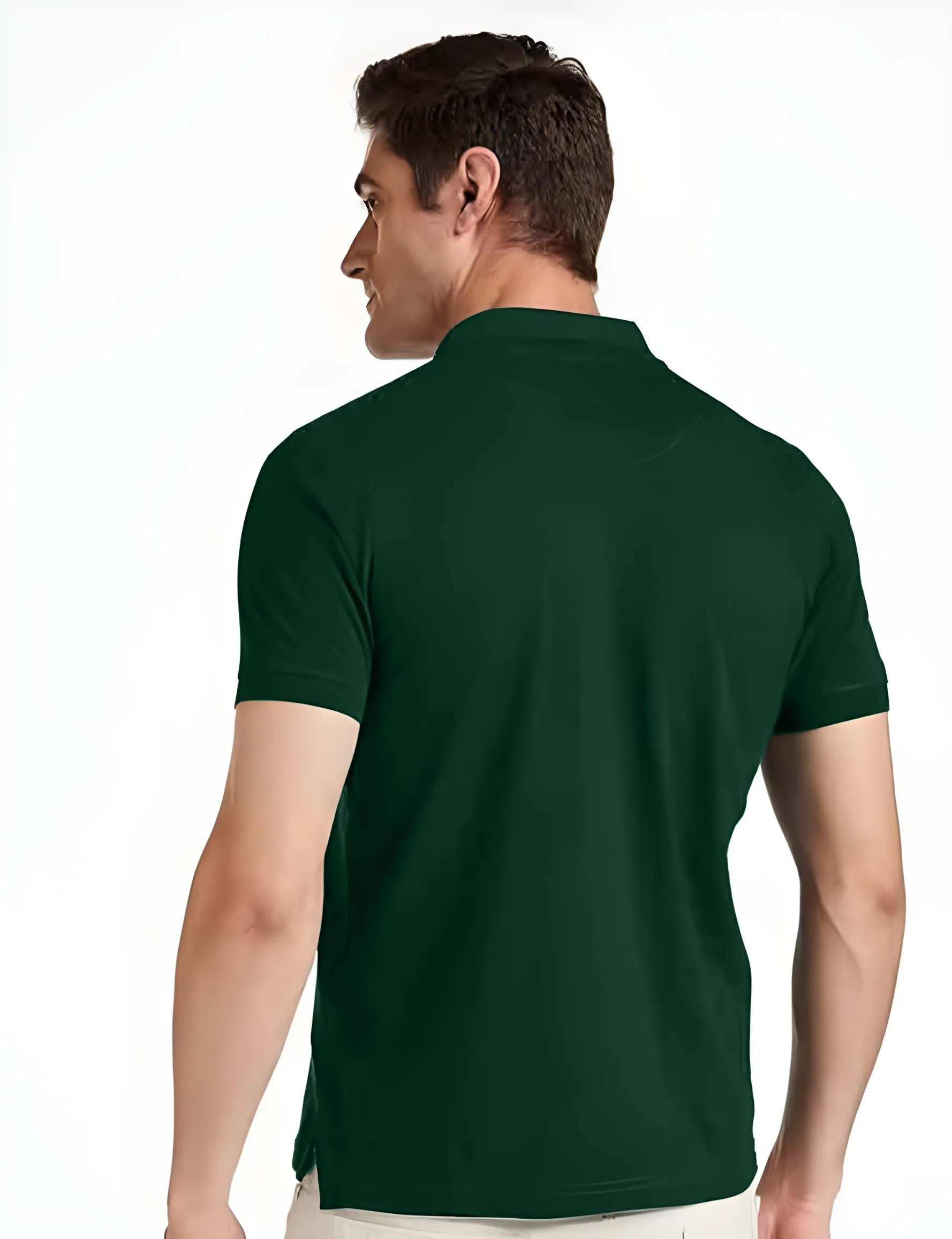 Men's Regular Fit Polo Neck Half Sleeve Solid Uniform T-Shirt | Polo T-Shirt for Men (Bottle Green)