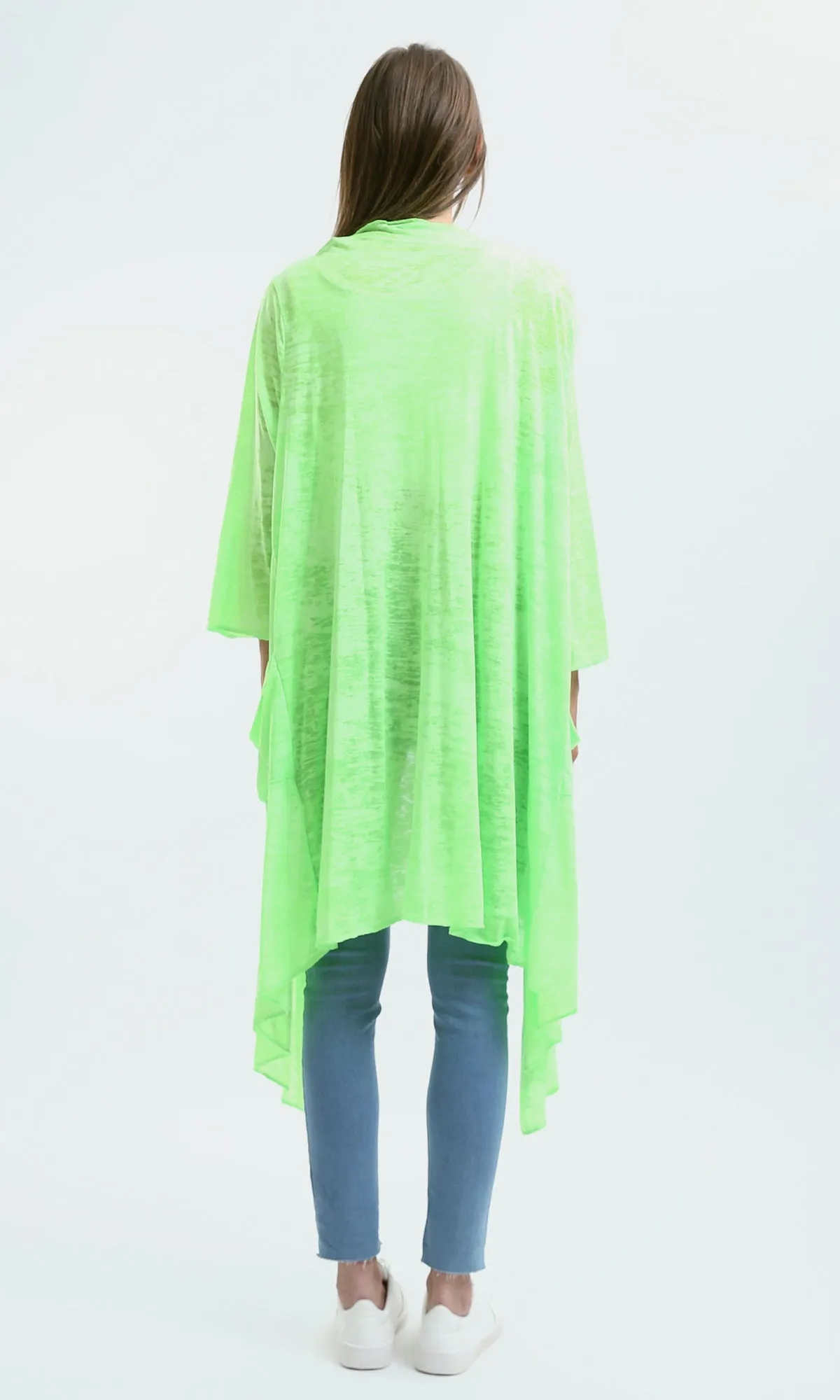 O182996 Long Sleeves Loose Fit Heather Neon Green Cardigan