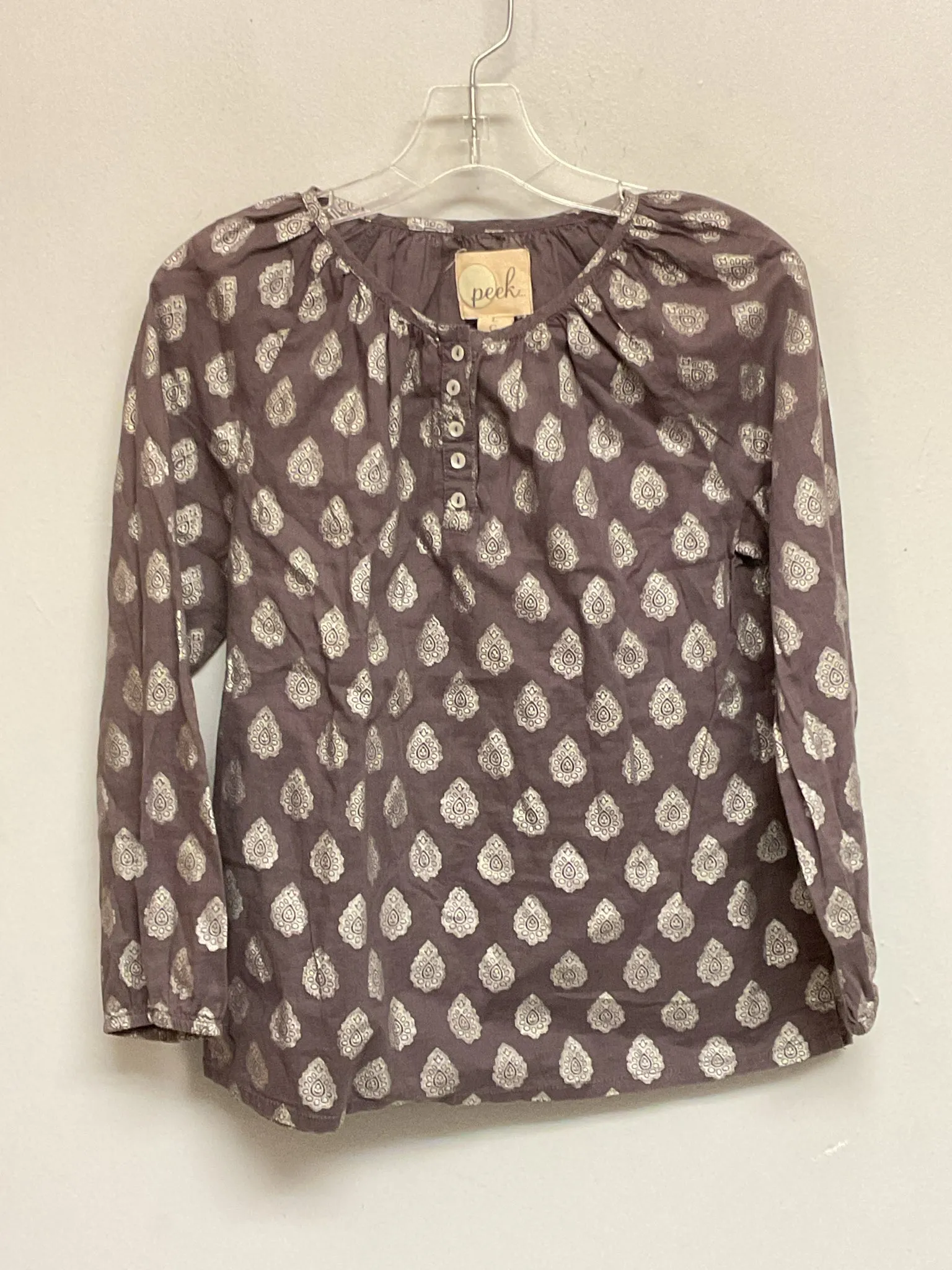 Peek Size 8 Gray Cotton Big Girls Blouses & Button Downs
