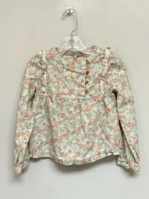 Petite Lucette Size 6 light blue Floral Cotton Girls Blouses & Button Downs