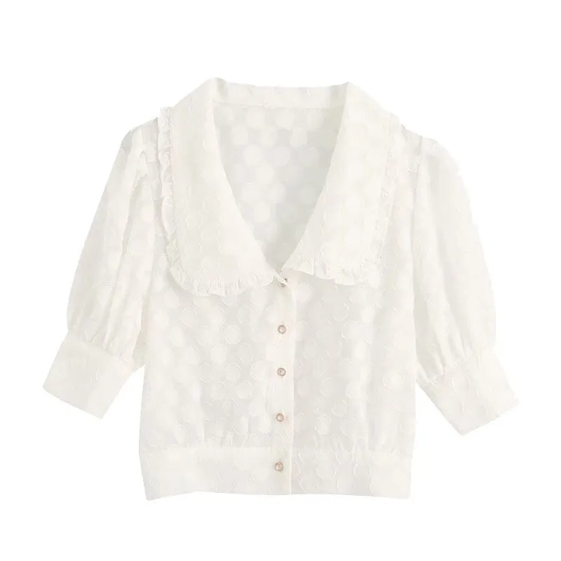 SEMI-SHEER POLKA DOT BLOUSE
