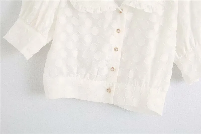 SEMI-SHEER POLKA DOT BLOUSE
