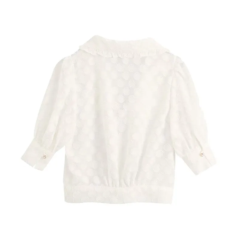 SEMI-SHEER POLKA DOT BLOUSE