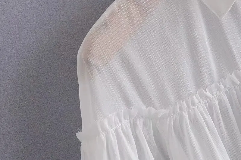 SEMI SHEER WHITE BLOUSE