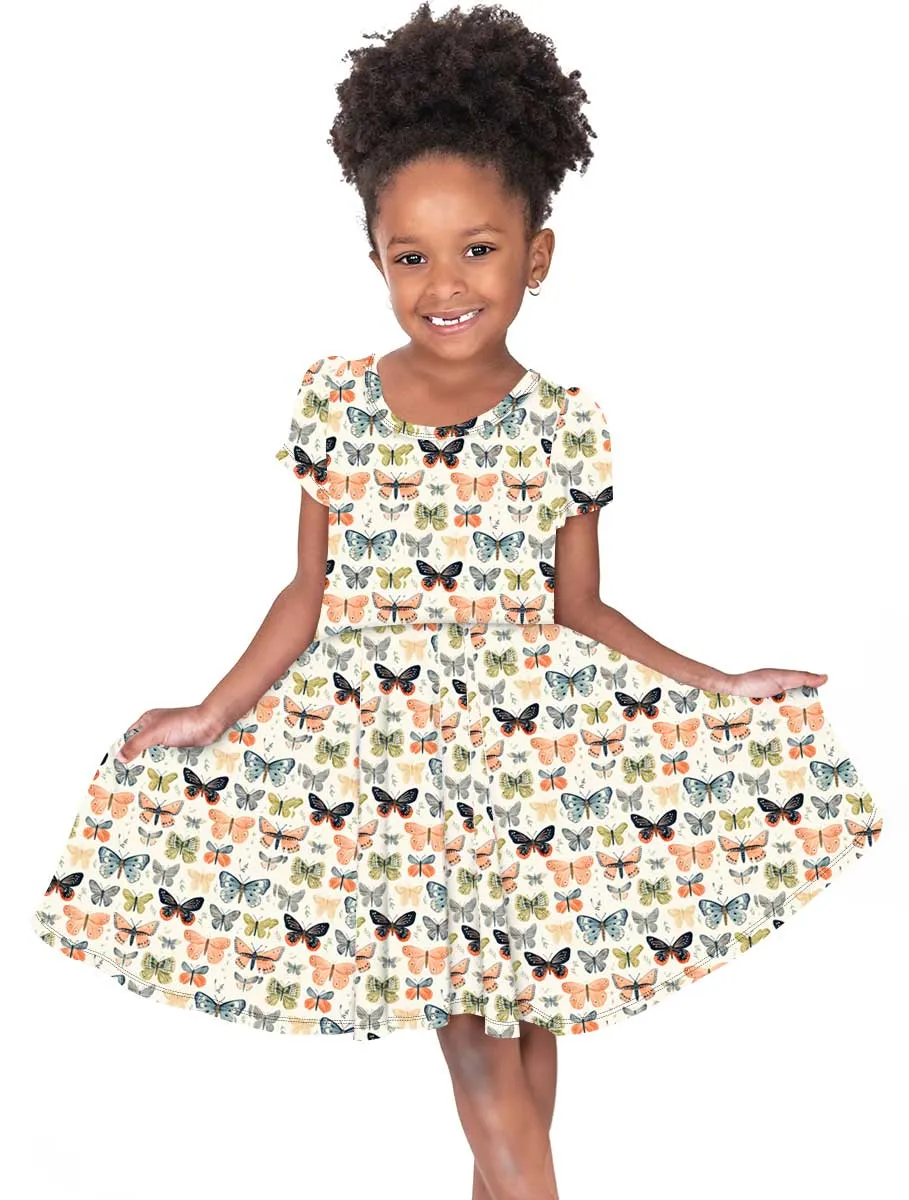Sweet Summer Wings of a Butterfly - Girls Bamboo Twirl Dress