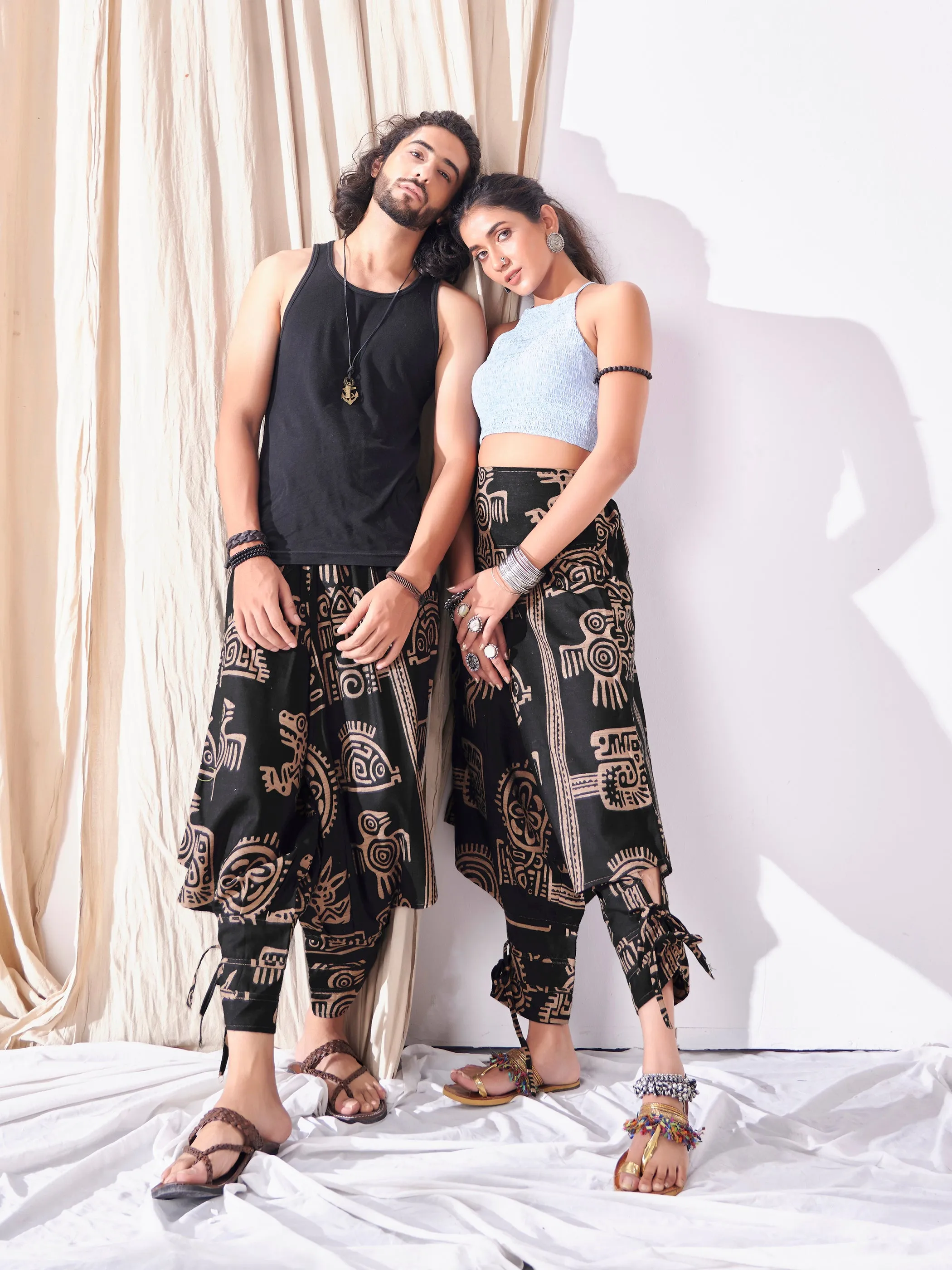 Women's Black Arabian Nights Hippy Harem Pants Boho Dance Yoga Track Pant