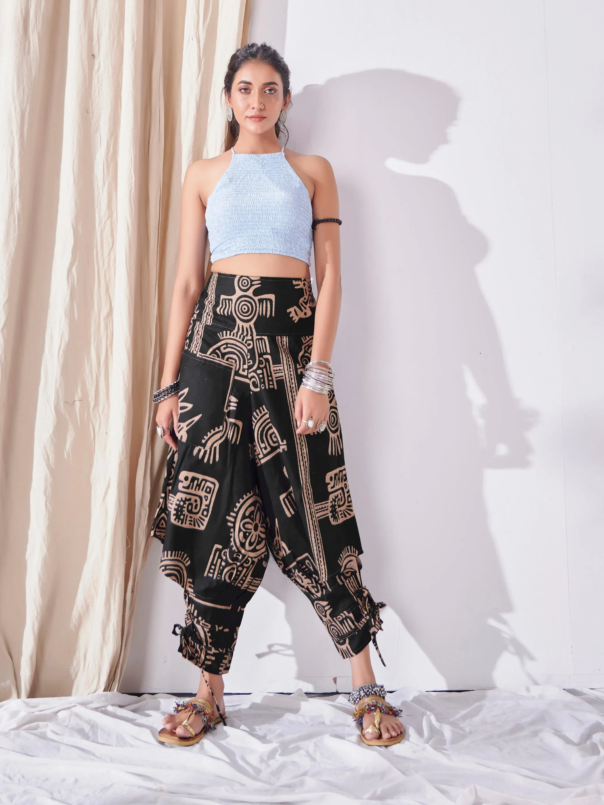 Women's Black Arabian Nights Hippy Harem Pants Boho Dance Yoga Track Pant
