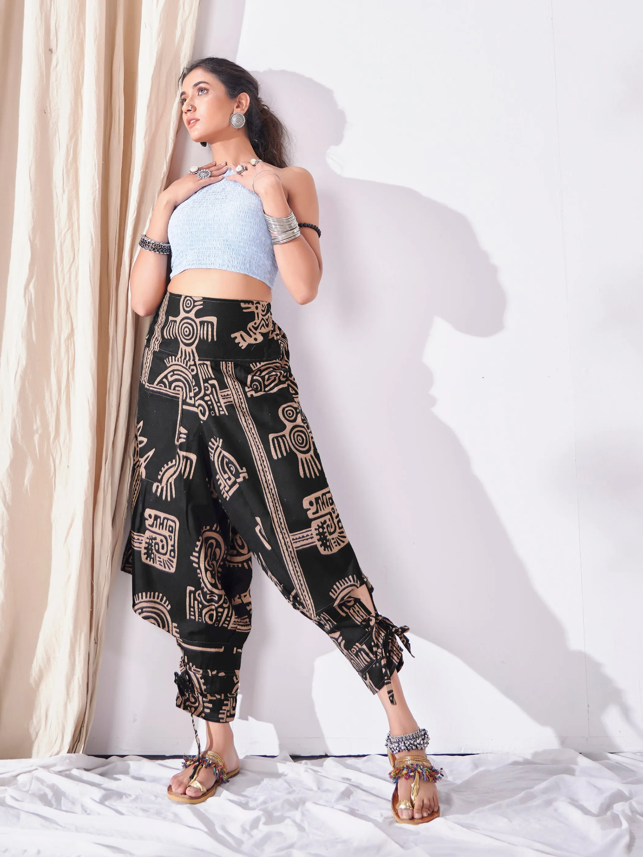 Women's Black Arabian Nights Hippy Harem Pants Boho Dance Yoga Track Pant