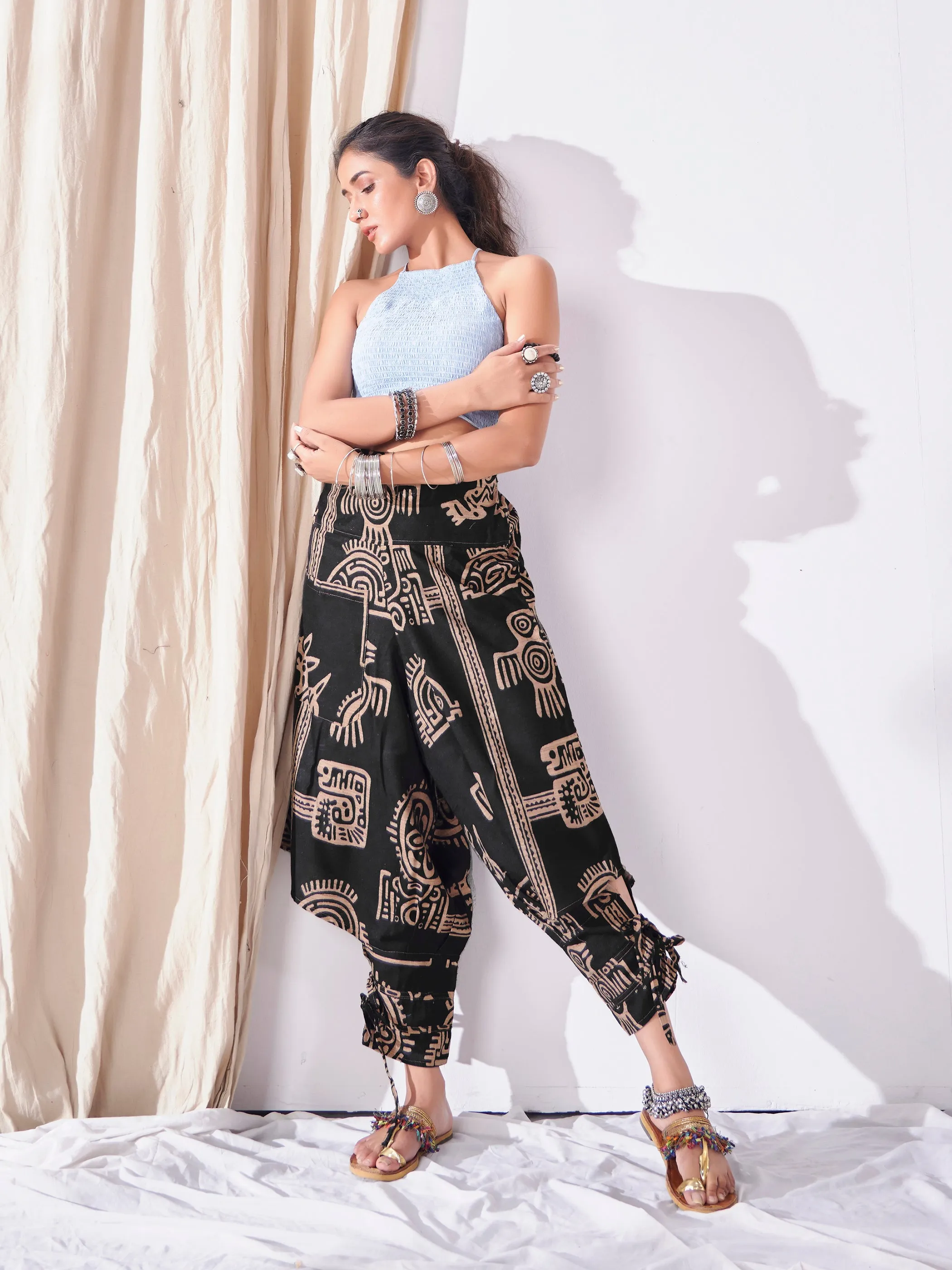 Women's Black Arabian Nights Hippy Harem Pants Boho Dance Yoga Track Pant