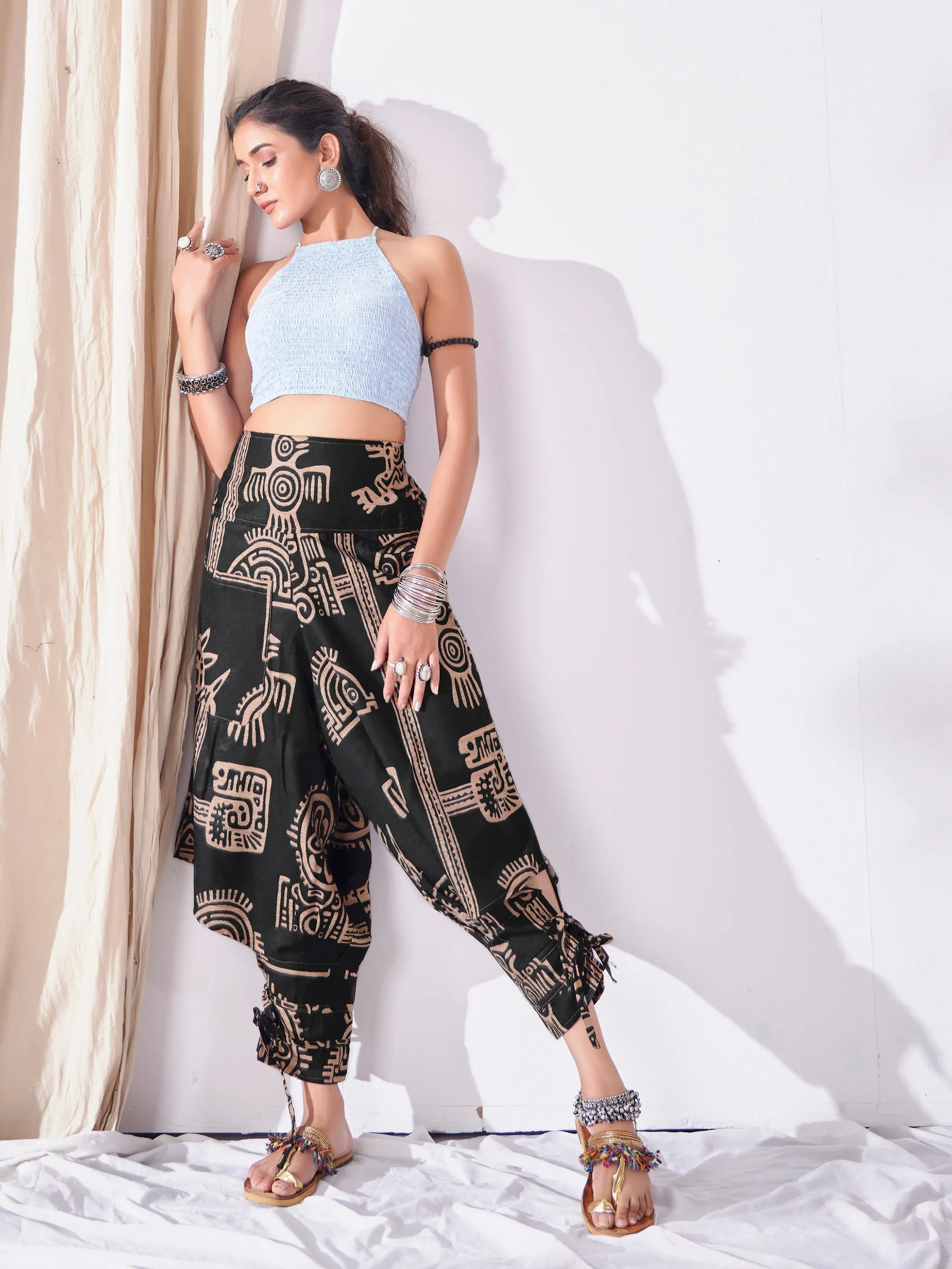 Women's Black Arabian Nights Hippy Harem Pants Boho Dance Yoga Track Pant