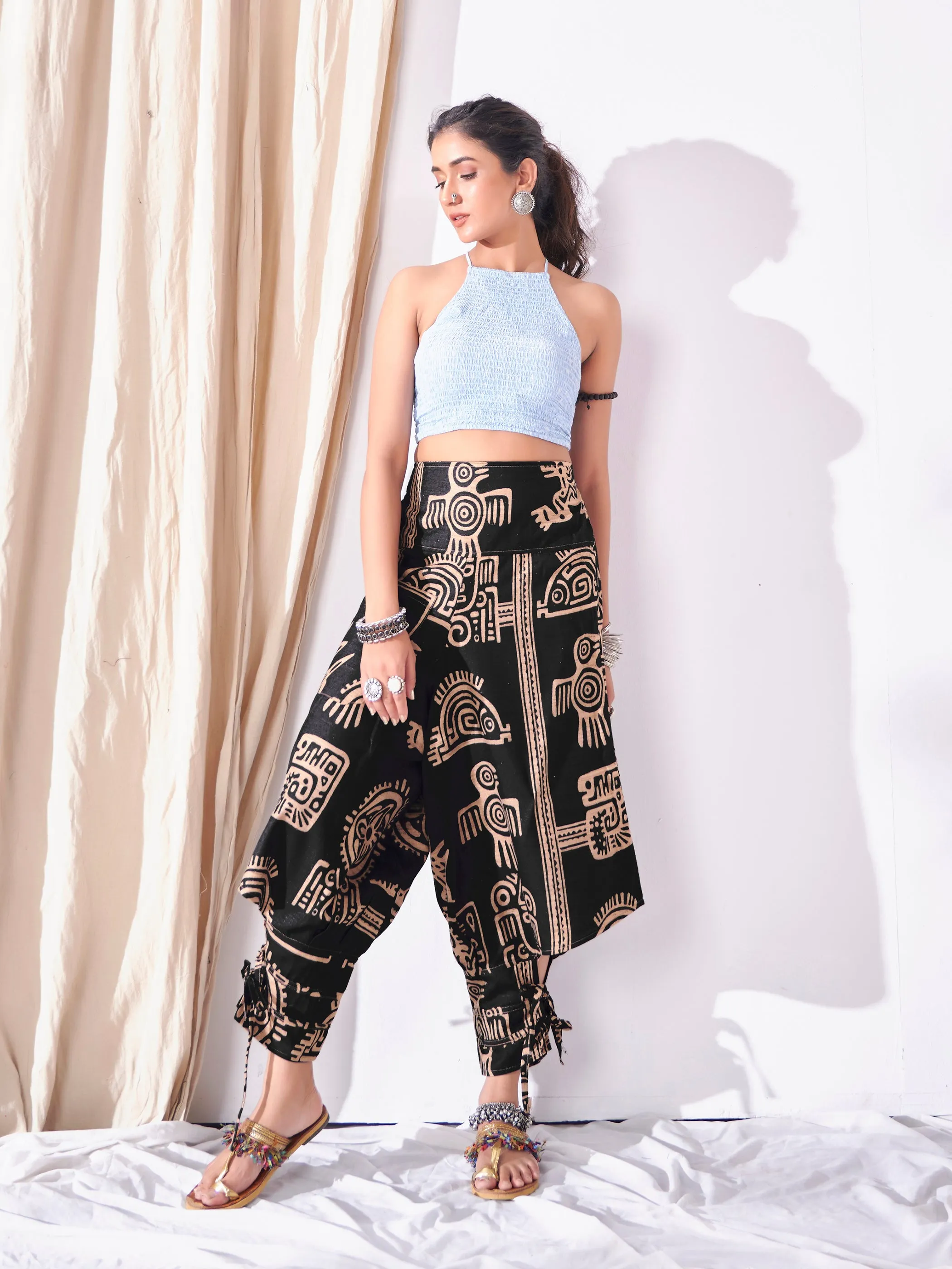 Women's Black Arabian Nights Hippy Harem Pants Boho Dance Yoga Track Pant