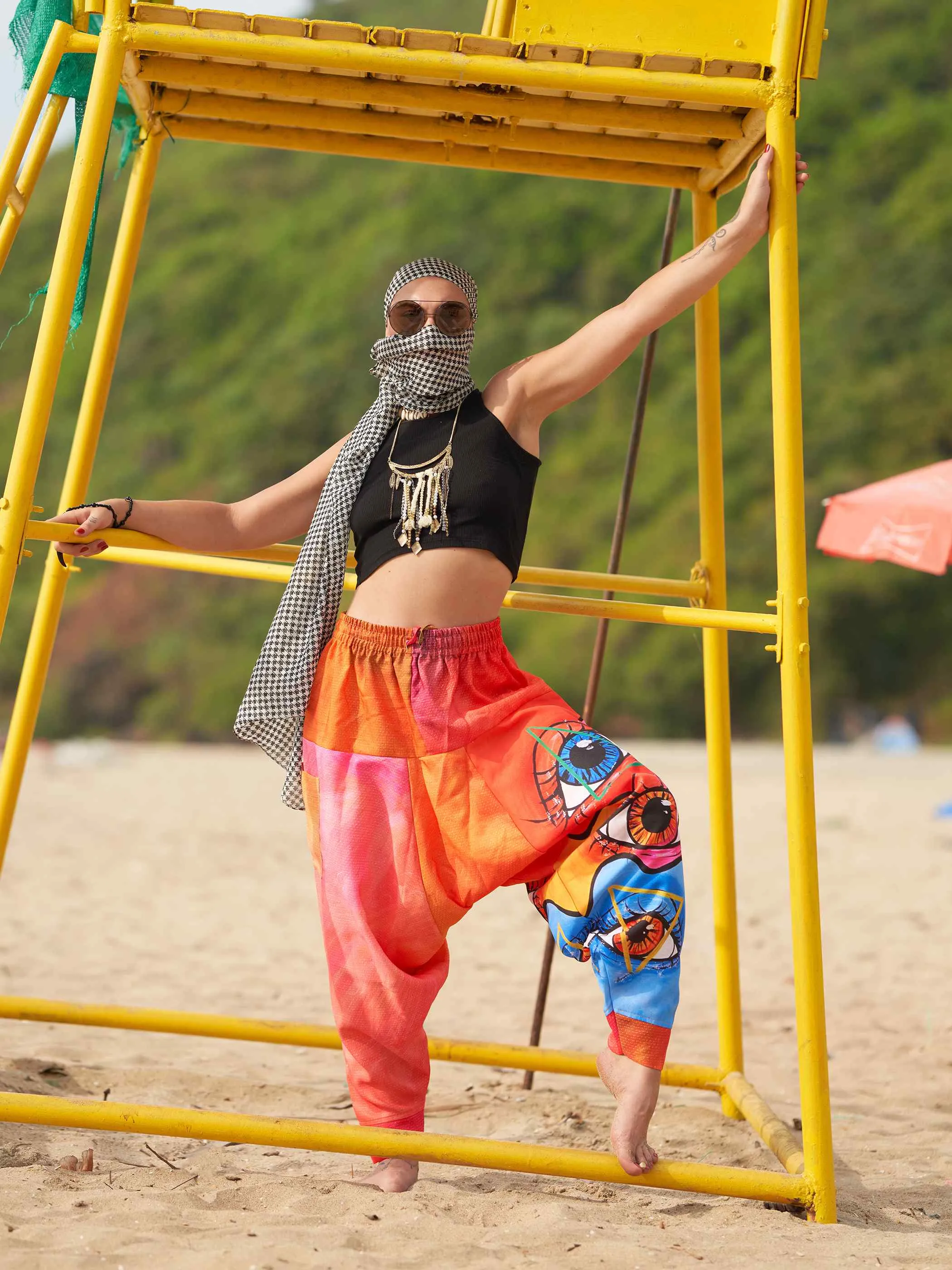 Women's Eye Triangle Bohemian Hippy Harem Pants For Travel Dance Yoga